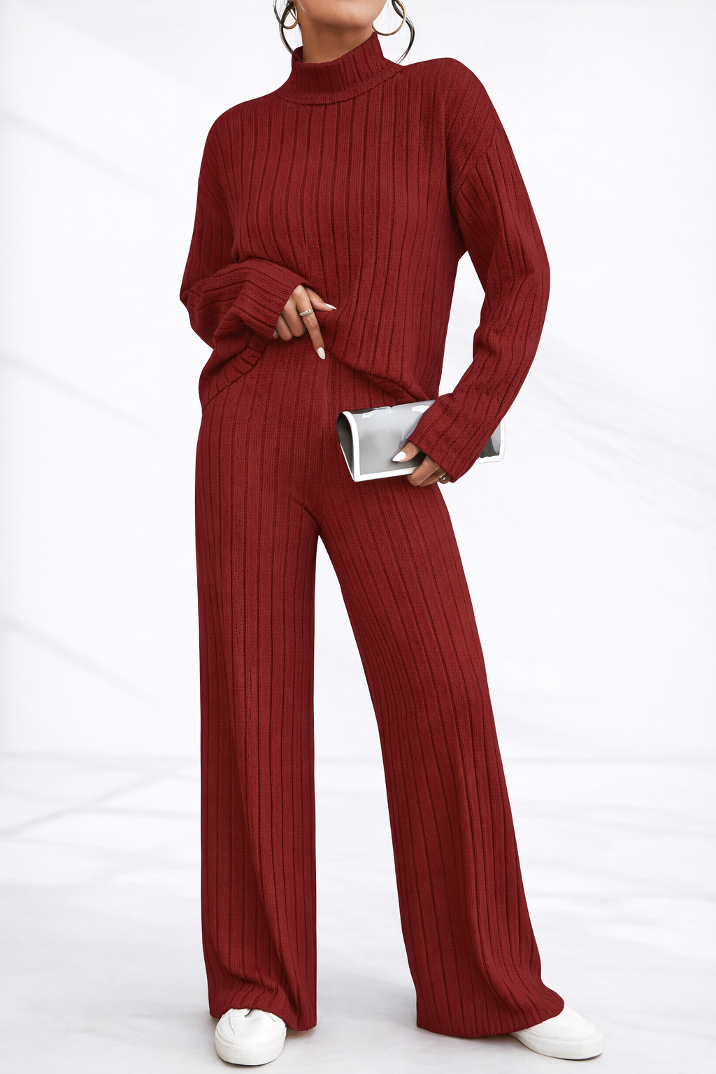 Set Tricot din 2 Piese pentru Femei 2026 Bordo