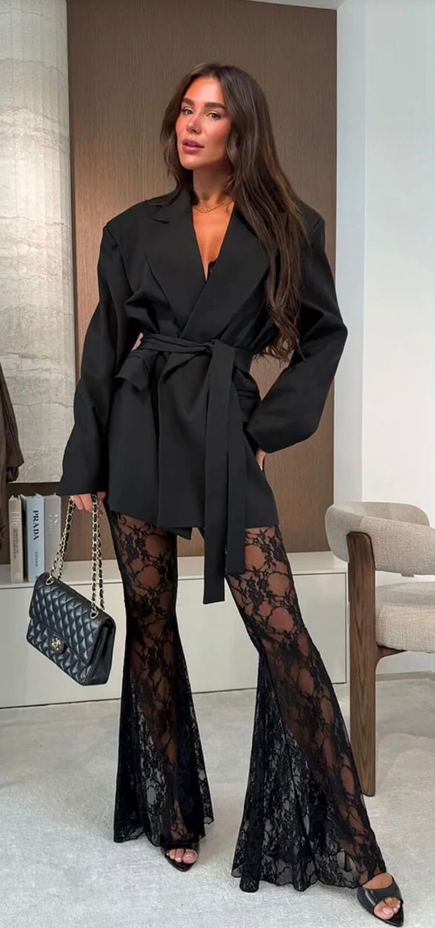 Set Sacou cu Pantaloni din Dantela