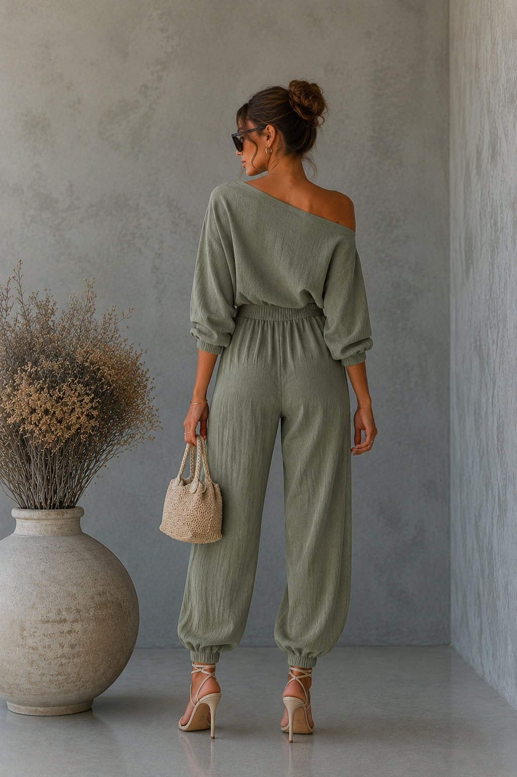 Set 2 Piese Clara din in - Kaki