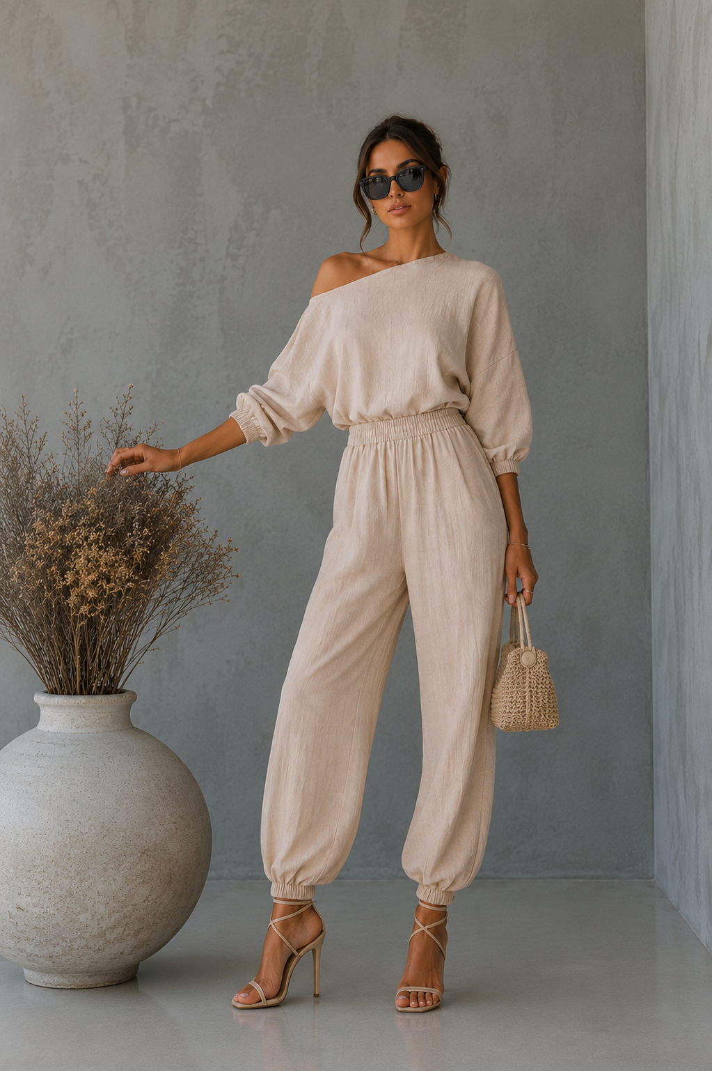 Set 2 Piese Clara din in - Bej