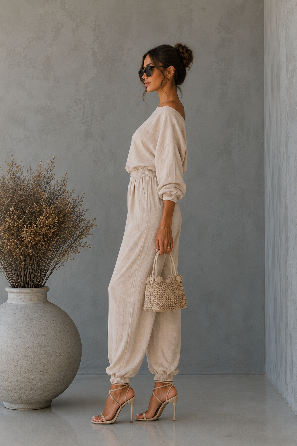 Set 2 Piese Clara din in - Bej