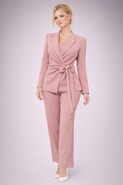 Costum Casual pentru Femei cu Talie Legată - Blazer + Pantaloni