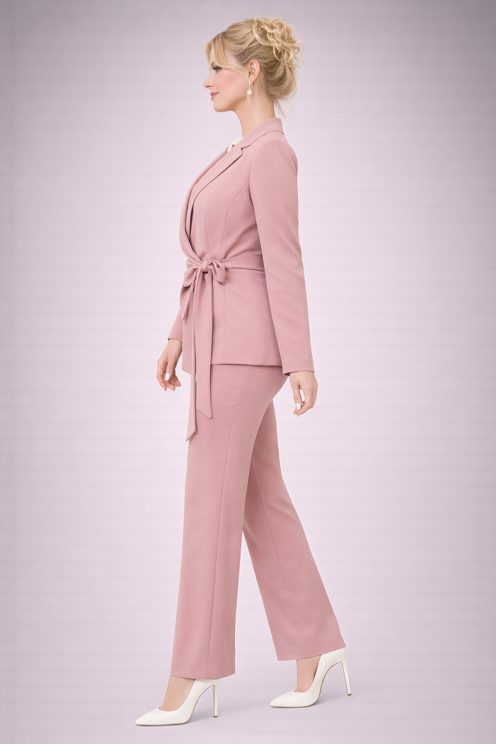 Costum Casual pentru Femei cu Talie Legată - Blazer + Pantaloni