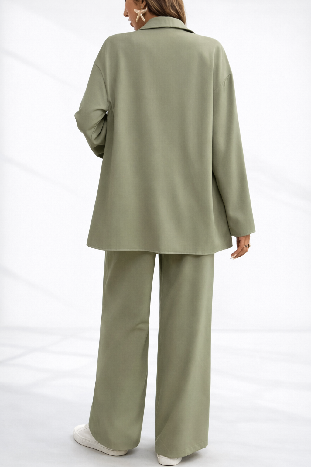 Set Office 2 Piese Casual cu Cămasă si Pantaloni Largi – Stil Lejer si Elegant pentru Tinute de zi cu zi